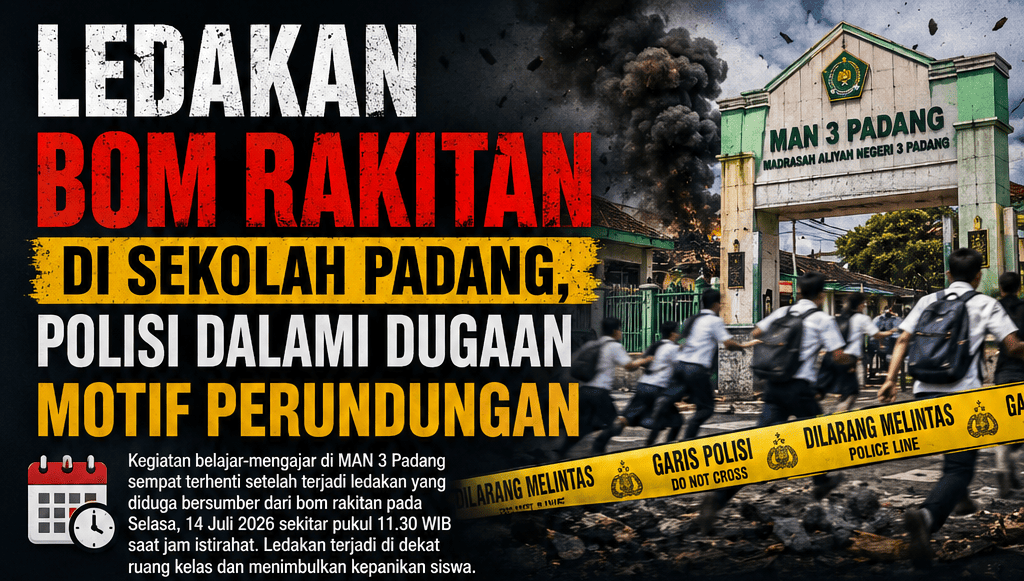 Ledakan Bom Rakitan di Sekolah Padang, Polisi Dalami Dugaan Motif Perundungan
